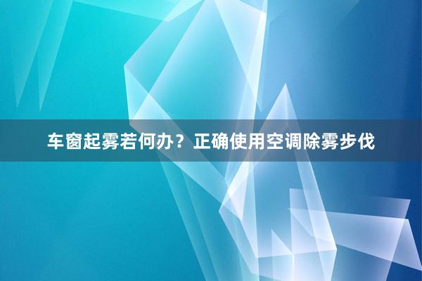 车窗起雾若何办？正确使用空调除雾步伐